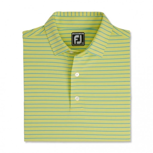 Men's Footjoy Athletic Fit Classic Stripe Self Collar Shirts Yellow / Blue | USA-AL7013