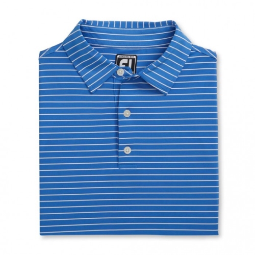Men's Footjoy Athletic Fit Classic Stripe Self Collar Shirts Marine / White | USA-AN2564