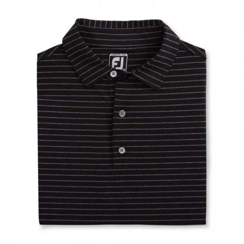 Men's Footjoy Athletic Fit Classic Stripe Self Collar Shirts Black / Heather Grey | USA-EC7805