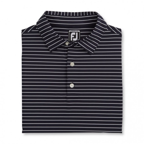 Men's Footjoy Athletic Fit Classic Stripe Self Collar Shirts Navy / White | USA-FV2043