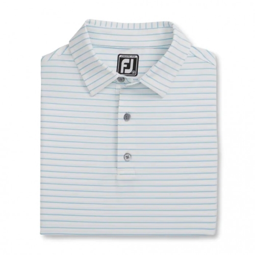 Men's Footjoy Athletic Fit Classic Stripe Self Collar Shirts White / Blue | USA-ME1036