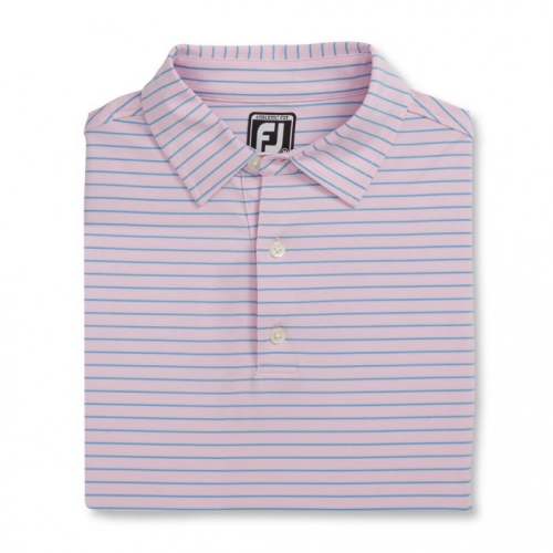 Men's Footjoy Athletic Fit Classic Stripe Self Collar Shirts Pink / Light Blue | USA-YL3856