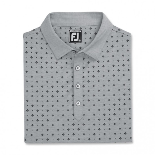 Men's Footjoy Athletic Fit Deco Print Self Collar Shirts Heather Grey / Black | USA-ED9840