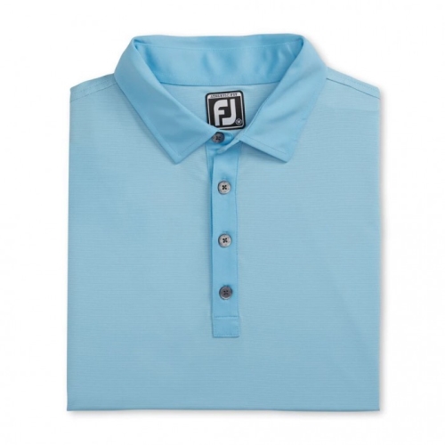 Men's Footjoy Athletic Fit Lisle End-On-End Self Collar Shirts Light Blue / White | USA-FL0497