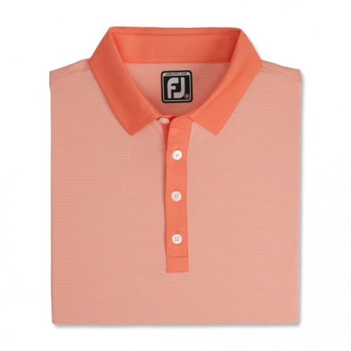 Men's Footjoy Athletic Fit Lisle End-On-End Self Collar Shirts Coral / White | USA-GD1073