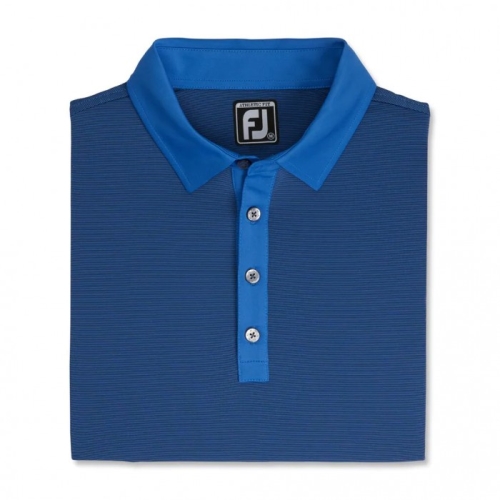 Men's Footjoy Athletic Fit Lisle End-On-End Self Collar Shirts Royal / Navy | USA-MY0731