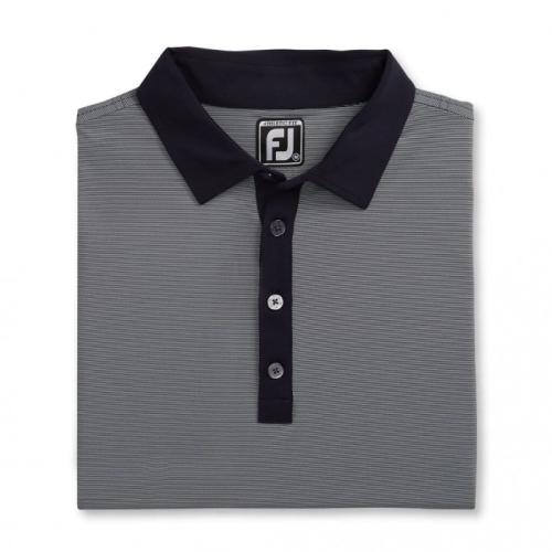 Men's Footjoy Athletic Fit Lisle End-On-End Self Collar Shirts Navy / White | USA-ZR2418