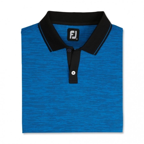 Men's Footjoy Broken Pinstripe Lisle Knit Collar Shirts French Blue / Black | USA-CU3160