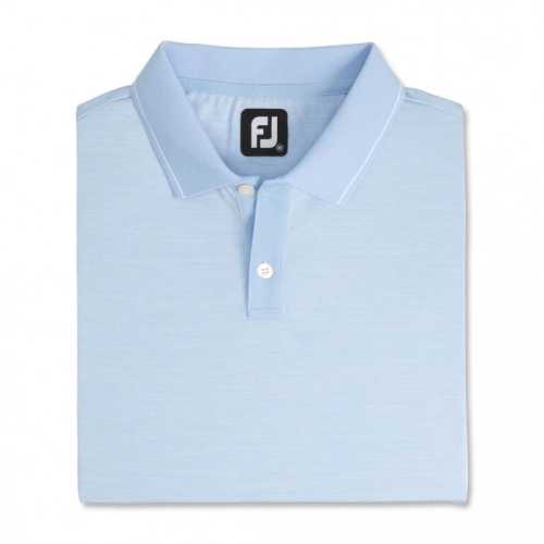 Men's Footjoy Broken Pinstripe Lisle Knit Collar Shirts Sky / White | USA-PN8715