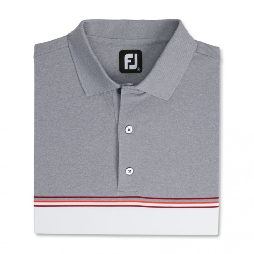 Men's Footjoy Color Block Lisle Knit Collar Shirts Heather Grey / White / Merlot | USA-BS9463