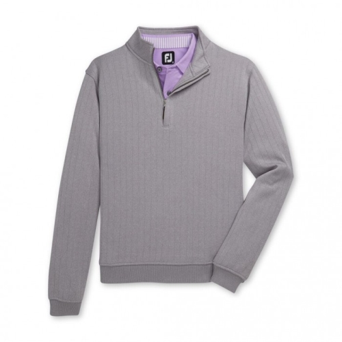 Men's Footjoy Drop Needle Half-Zip Gathered Waist Jacket Heather Grey | USA-YQ0615