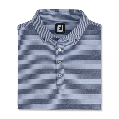 Men's Footjoy Feeder Stripe Jersey Buttondown Collar Shirts Heather Navy / Heather Sky | USA-XM7328