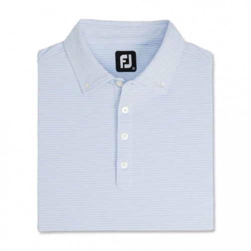 Men's Footjoy Feeder Stripe Lisle Buttondown Collar Shirts Heather Sky / White | USA-JU5270