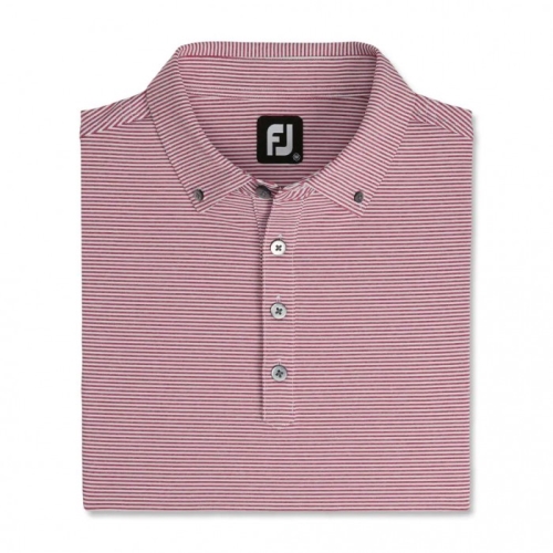 Men's Footjoy Feeder Stripe Lisle Buttondown Collar Shirts Heather Merlot / White | USA-PU2791