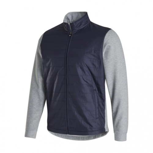 Men's Footjoy Full-Zip Hybrid Jacket Navy / Heather Grey | USA-AV9048