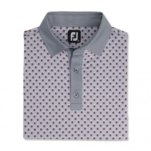Men's Footjoy Geometric Print Lisle Self Collar Shirts Grey | USA-NM8275