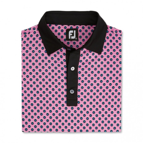 Men's Footjoy Geometric Print Lisle Self Collar Shirts Hot Pink | USA-RP7081