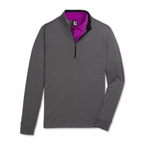 Men's Footjoy Houndstooth Jacquard Quarter-Zip Jacket Black / Coal | USA-DI2704