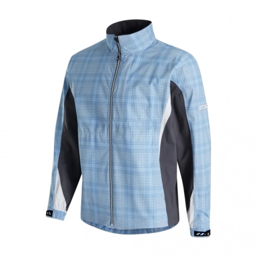 Men's Footjoy HydroLite Jacket Light Blue Plaid / Charcoal | USA-US5419