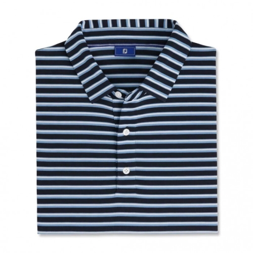 Men's Footjoy Jersey Classic Stripe Shirts Navy / Wedgewood / White | USA-LH8130