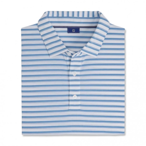 Men's Footjoy Jersey Classic Stripe Shirts White / Mist / Cornflower | USA-SQ2637