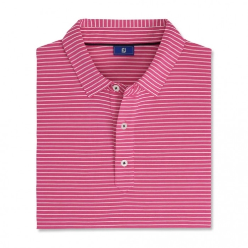 Men's Footjoy Jersey Pencil Stripe Shirts Berry / White | USA-PJ8294