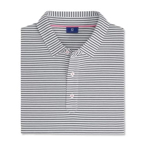 Men's Footjoy Jersey Pencil Stripe Shirts White / Navy | USA-SB0758