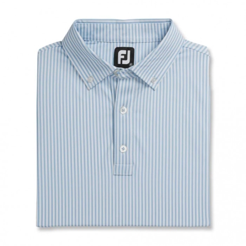 Men's Footjoy Limited Edition Lisle Stripe Self Collar Shirts Light Blue / White | USA-WY7235
