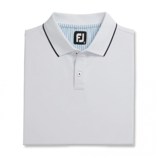 Men's Footjoy Limited Edition Pique Solid Knit Collar Shirts White | USA-JW8495