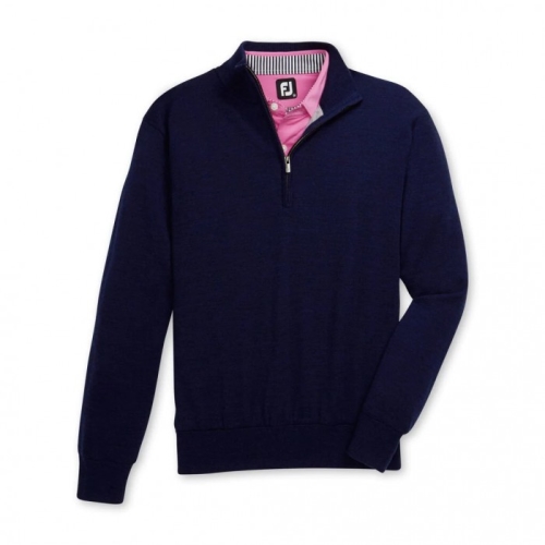 Men's Footjoy Lined Performance Sweater Jacket Navy | USA-TA6370