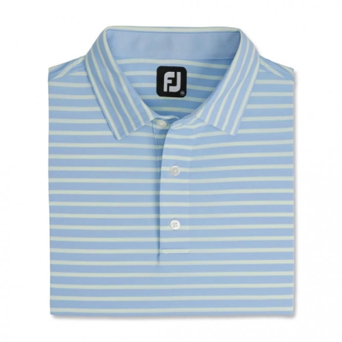 Men's Footjoy Lisle 2-Color Stripe Self Collar Shirts Sky / Mint | USA-IY3268