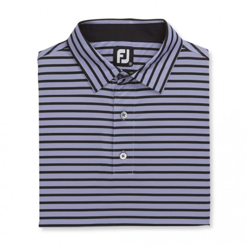 Men's Footjoy Lisle 2-Color Stripe Self Collar Shirts Lavender / Black | USA-PO8965