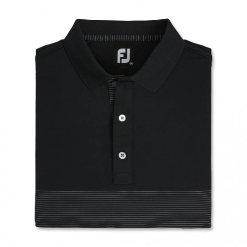 Men's Footjoy Lisle Engineered Pin Stripe Self Collar Shirts Black / Grey | USA-LJ8570