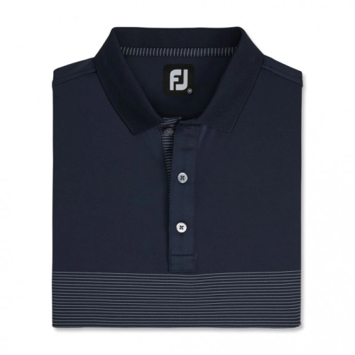 Men's Footjoy Lisle Engineered Pin Stripe Self Collar Shirts Navy / White | USA-NV7356