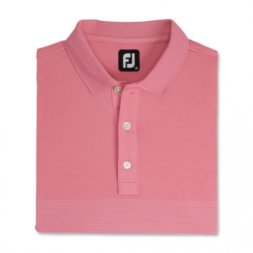 Men's Footjoy Lisle Engineered Pin Stripe Self Collar Shirts Azalea / White | USA-WF7568