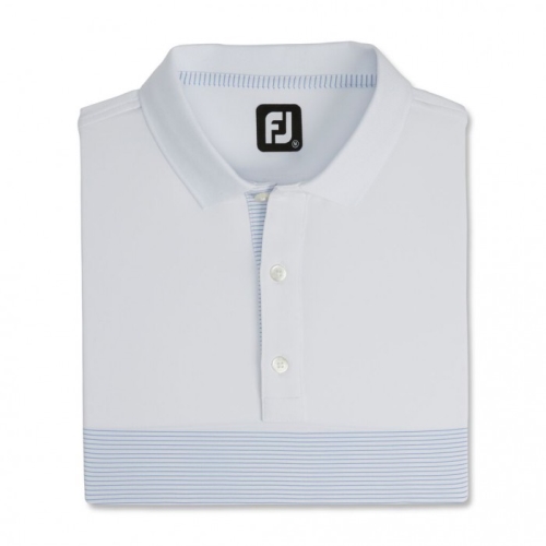 Men's Footjoy Lisle Engineered Pin Stripe Self Collar Shirts White / Royal | USA-ZA1789