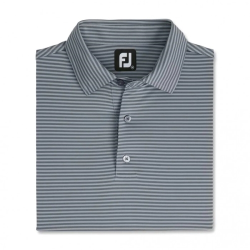 Men's Footjoy Lisle Feeder Stripe Self Collar Shirts Grey / Smoke | USA-HG1768