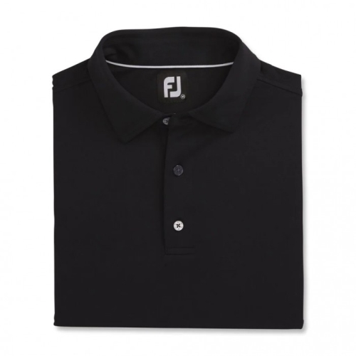 Men's Footjoy Performance Stretch Pique Solid Self Collar Shirts Black | USA-JH0286