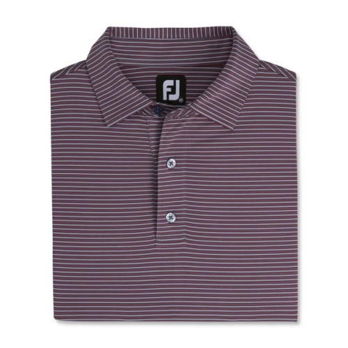 Men's Footjoy Pin Stripe Lisle Self Collar Shirts Smoke / Merlot / Grey | USA-RD3671