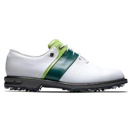 Men's Footjoy Premiere Series - Packard Spiked Golf Shoes White Pebble / Green / Lime Patent | USA-S