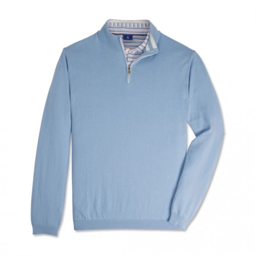 Men's Footjoy Quarter-Zip Sweater Jacket Mist Blue | USA-QU5071