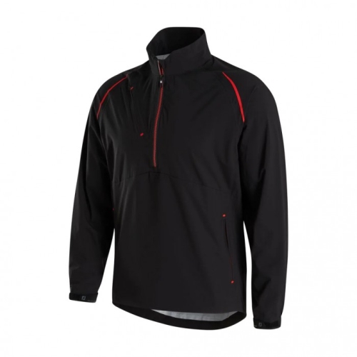 Men's Footjoy Select LS Rain Jacket Black / Red | USA-GM1642