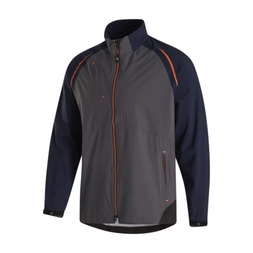 Men's Footjoy Select LS Rain Jacket Charcoal / Navy / Orange | USA-LX8102