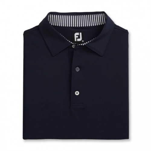 Men's Footjoy Solid Lisle Self Collar Shirts Navy / White | USA-FL6785