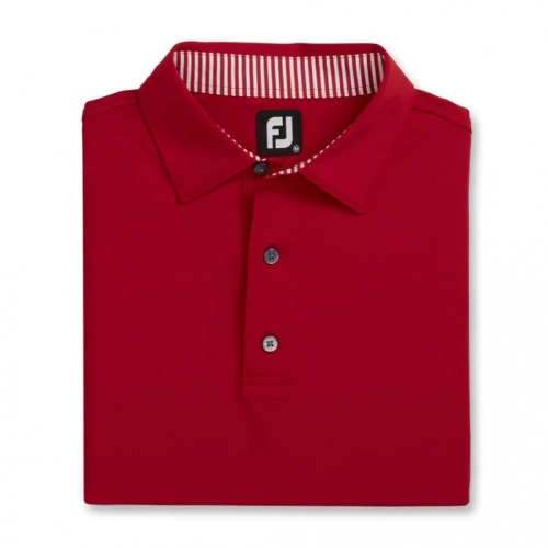 Men's Footjoy Solid Lisle Self Collar Shirts Red / White | USA-XC7956