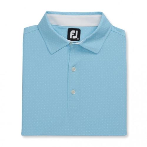 Men's Footjoy Stretch Lisle Dot Print Self Collar Shirts Light Blue | USA-AT6382