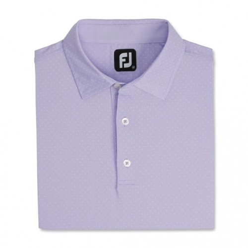 Men's Footjoy Stretch Lisle Dot Print Self Collar Shirts Lilac / White | USA-KL5741