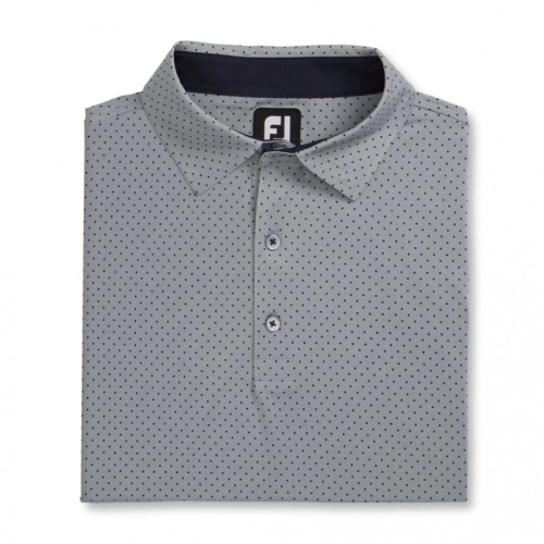 Men's Footjoy Stretch Lisle Dot Print Self Collar Shirts Heather Grey | USA-VB3741