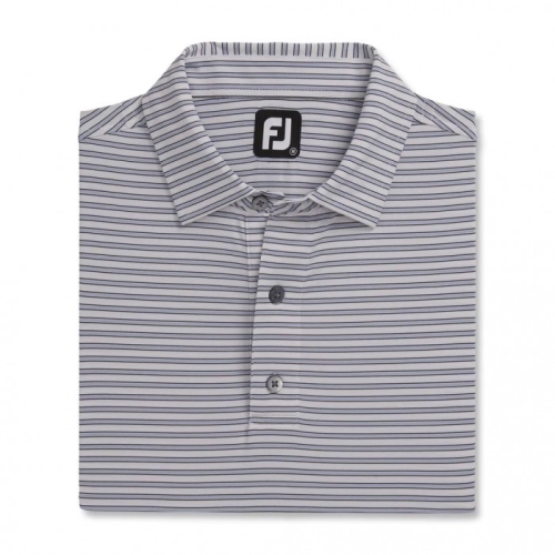 Men's Footjoy Stretch Lisle Pinstripe Shirts White / Lavendar / Black | USA-IE2174