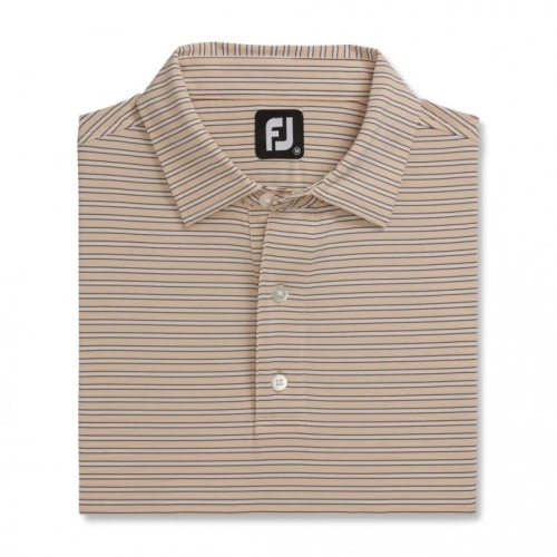 Men's Footjoy Stretch Lisle Pinstripe Shirts Peach / White / Charcoal | USA-KB8219